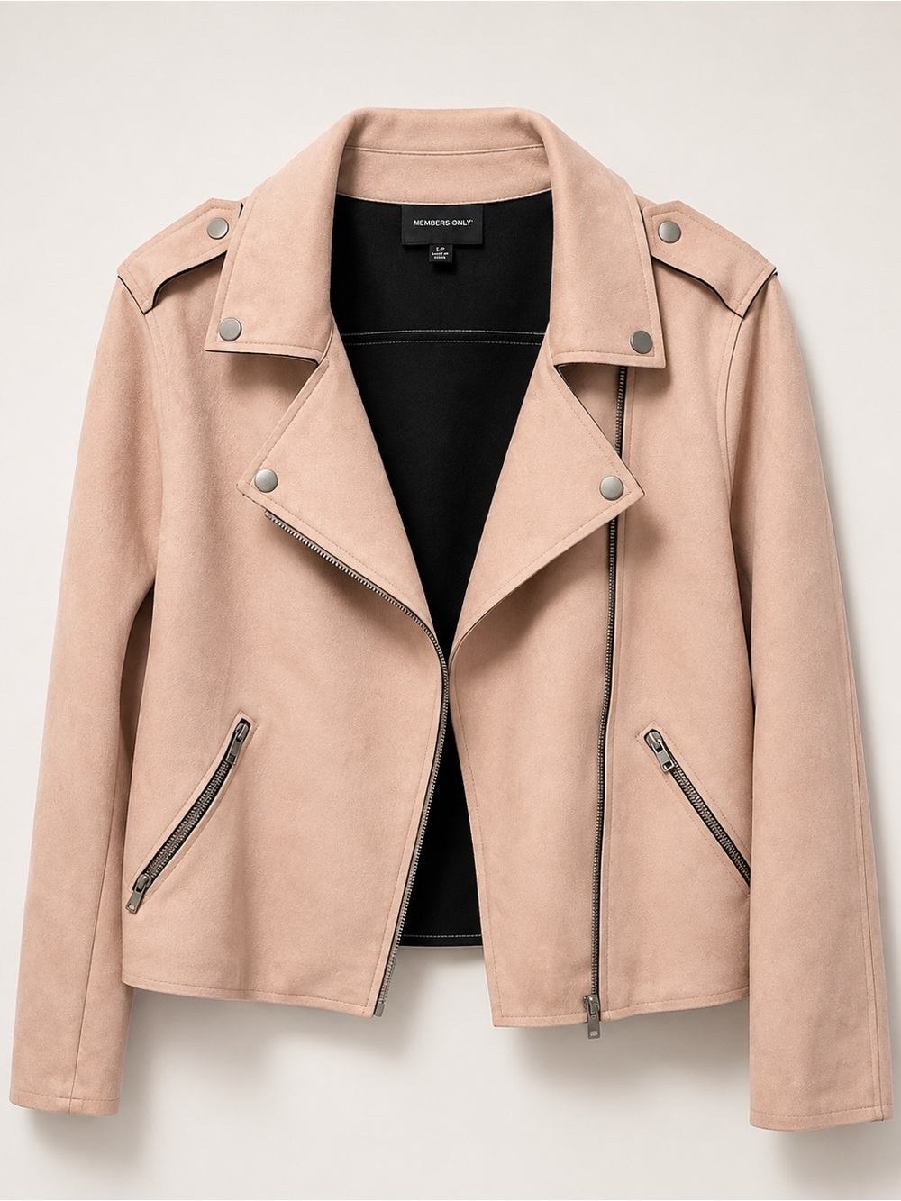 Members Only Blush Ultra Suede Moto Jacket - Women's